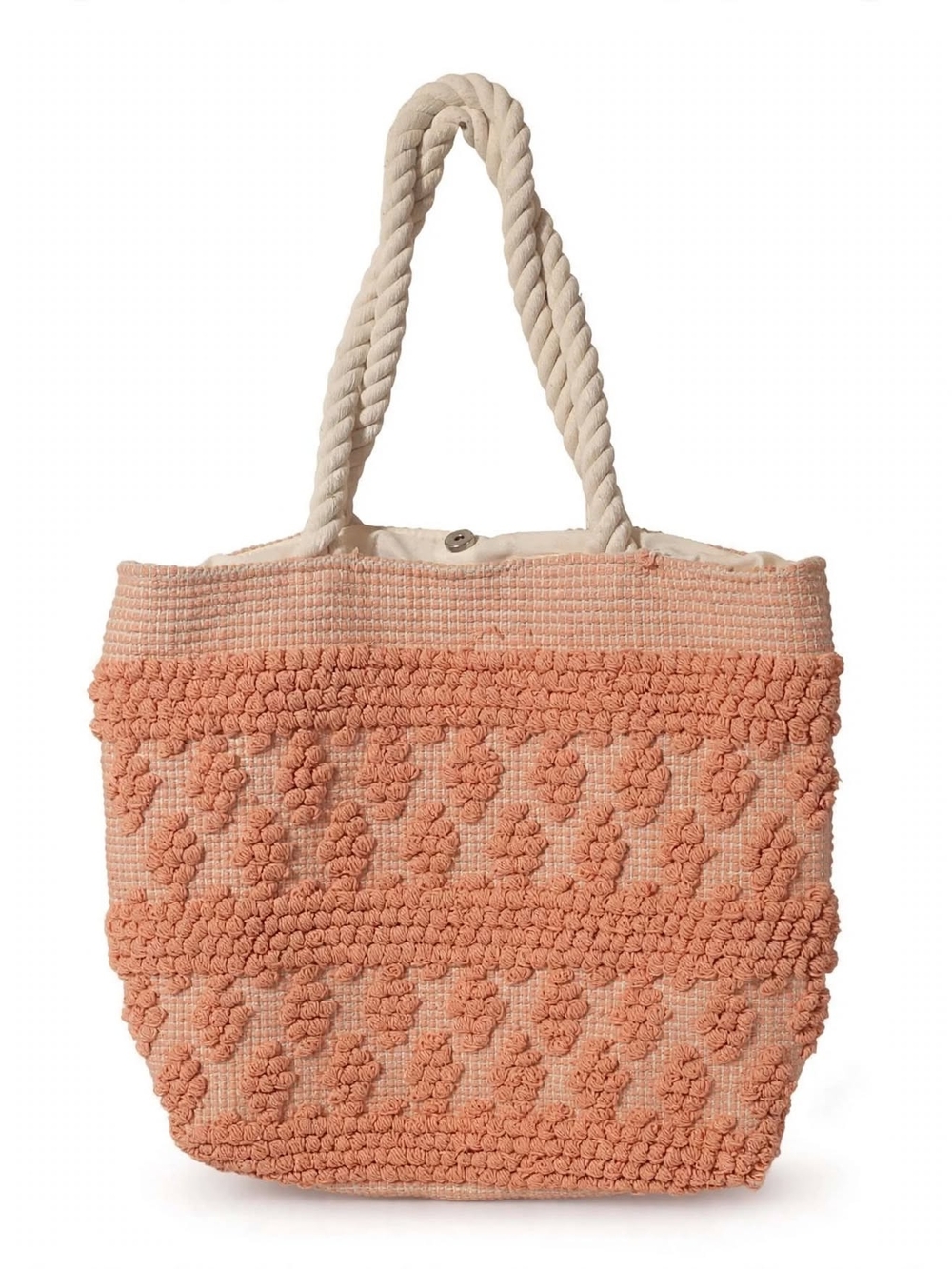 totes Peach Textured Woven Rope-Handle Tote